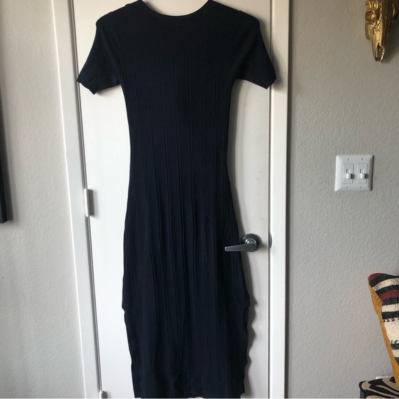 FRAME Twist-Front Rib Knit MIDI Dress sz. S - Picture 3 of 9